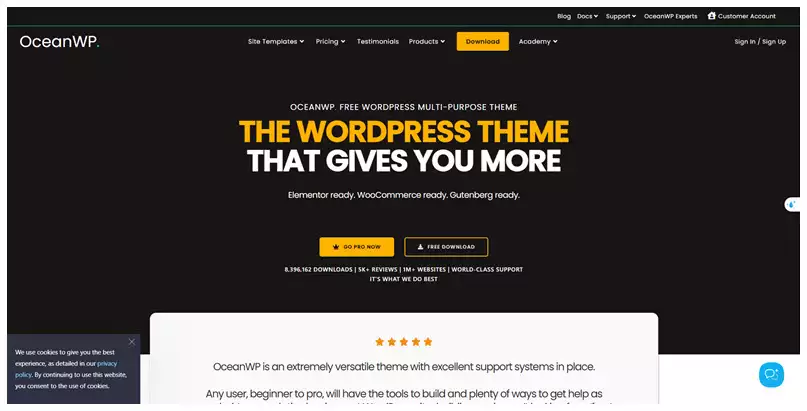 OceanWP theme home page