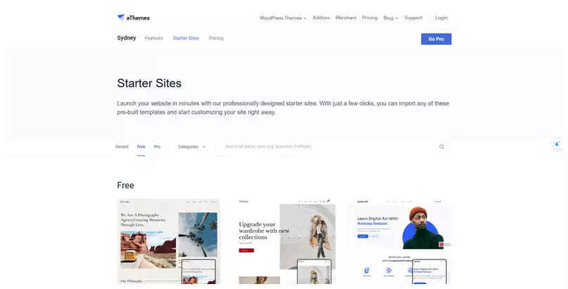 Sydney by aThemes home page