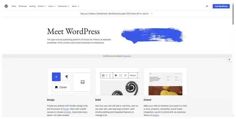 wordpress.org home page