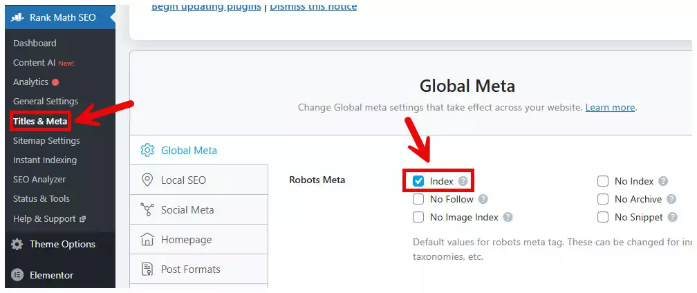Set Posts to Index Mode rankmath seo