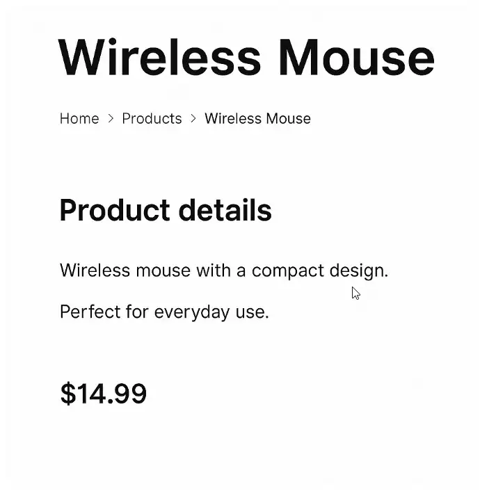each containing only the product name and a short