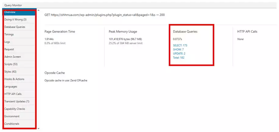 query monitor overview