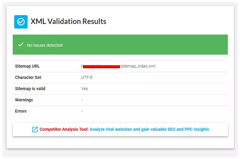 xml sitemap validator no issues detected