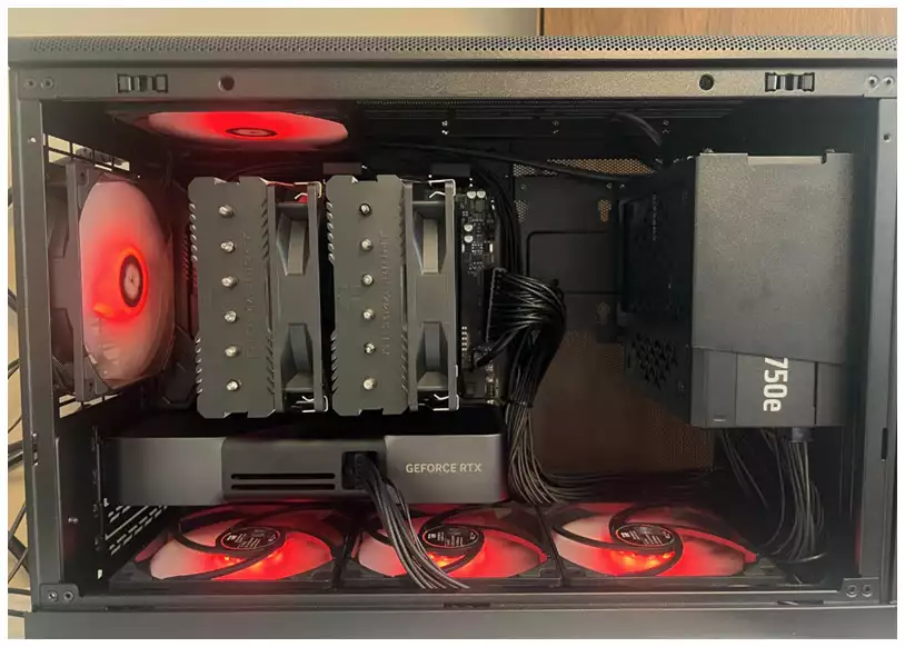 Components inside a computer case