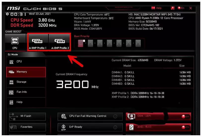 MSI MAG B550 Tomahawk support XMP