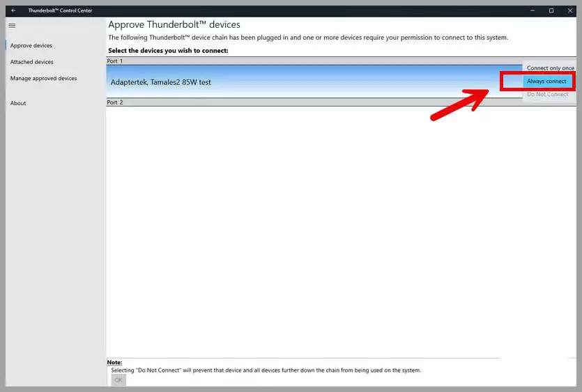 Set eGPU to Always connected